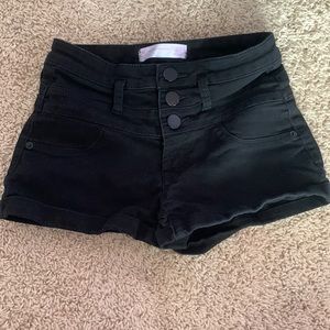 Black jean shorts. Size small in girls. Color black and worn a few times.